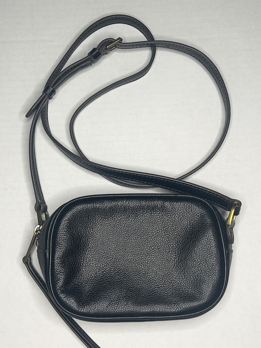 Fossil Black Leather Rectangular Shaped Crossbody Bag